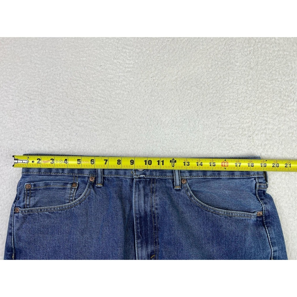 Levis 505 Jeans Mens 36x34 Blue Regular Straight Cotton Denim Pants Medium Wash - Picture 12 of 16
